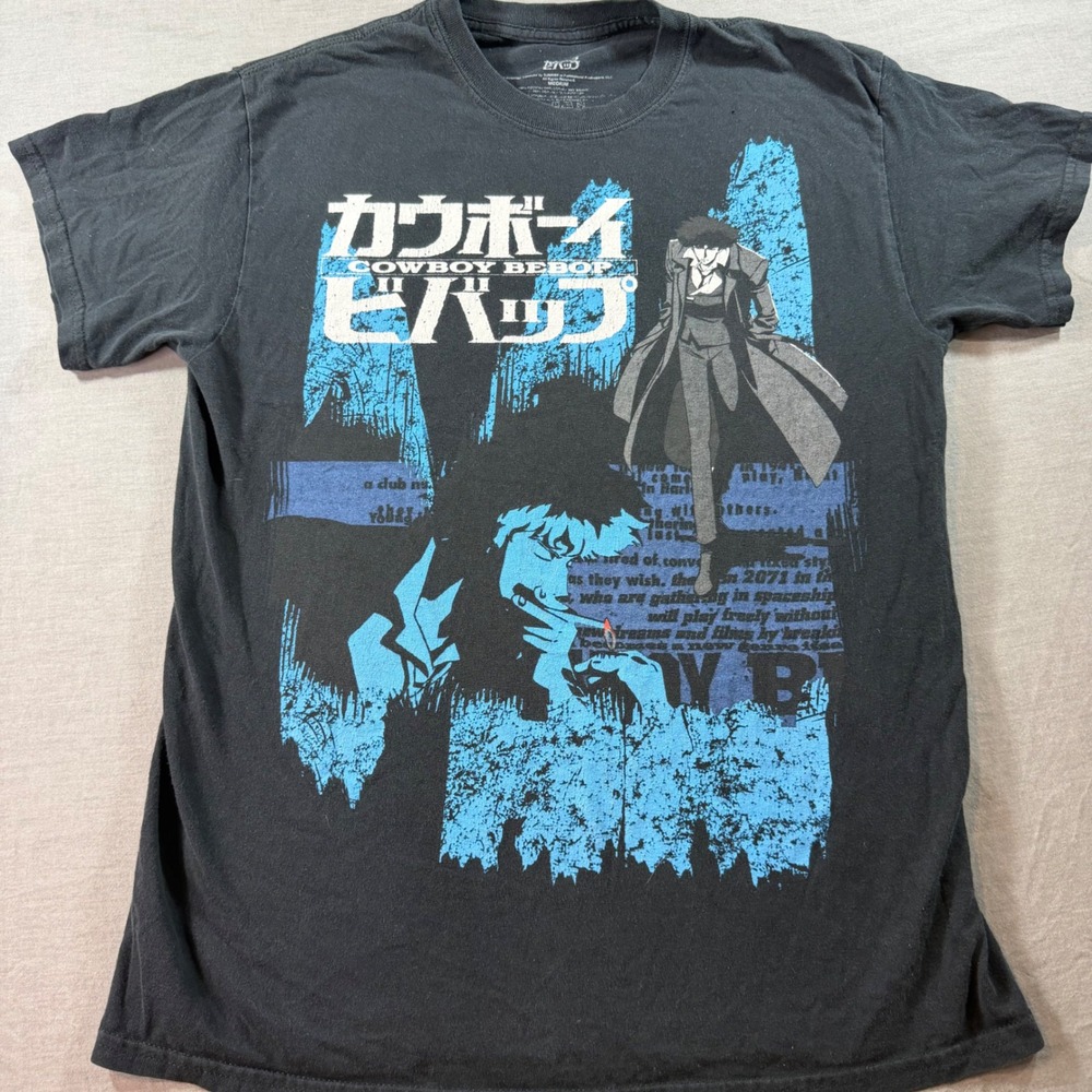 Cowboy Bebop Graphic T-Shirt Mens Medium Black Good Spike Spiegel Anime Tee
